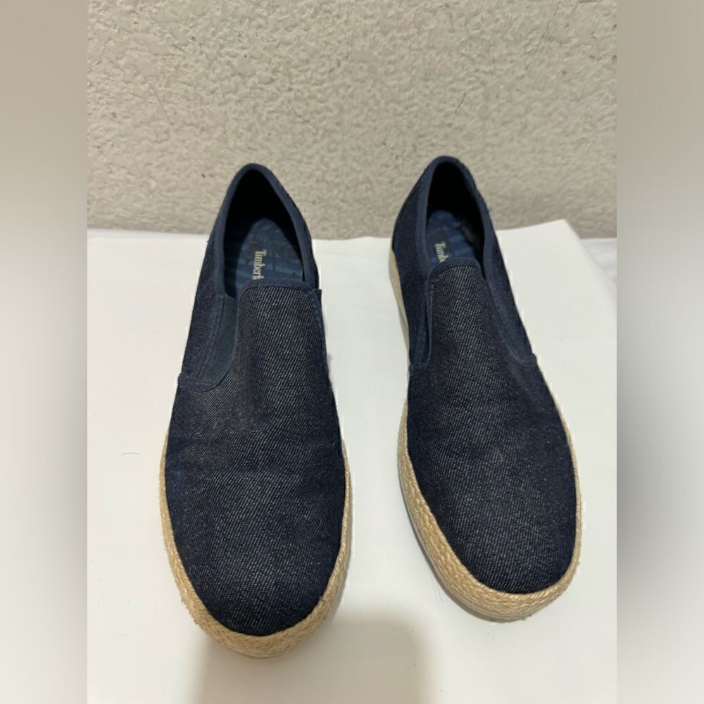 Timberland Womens Eivissa Sea Oxford Navy Canvas Leather Shoes Sneakers 7.5